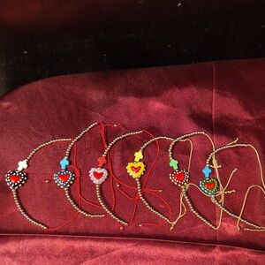 NWT ♥️ CHRISTIAN BRACELET ♥️ Glass Milagros & Gold Beads on Delicate Macrame